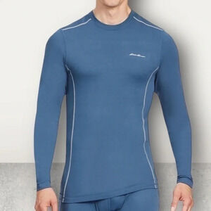 NEW Eddie Bauer performance series, base layer, crew in indigo blue MED & LG
